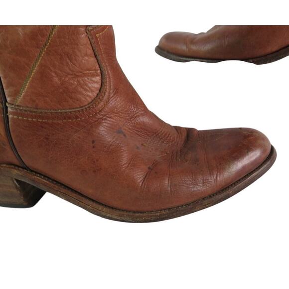 Frye Made in USA Brown Leather Cowboy Boots 10.5D Vintage 90s